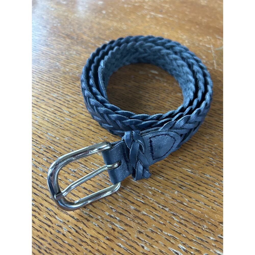 Capezio Braided Leather Belt Black M/L Boho Adjustable Argentina Made
